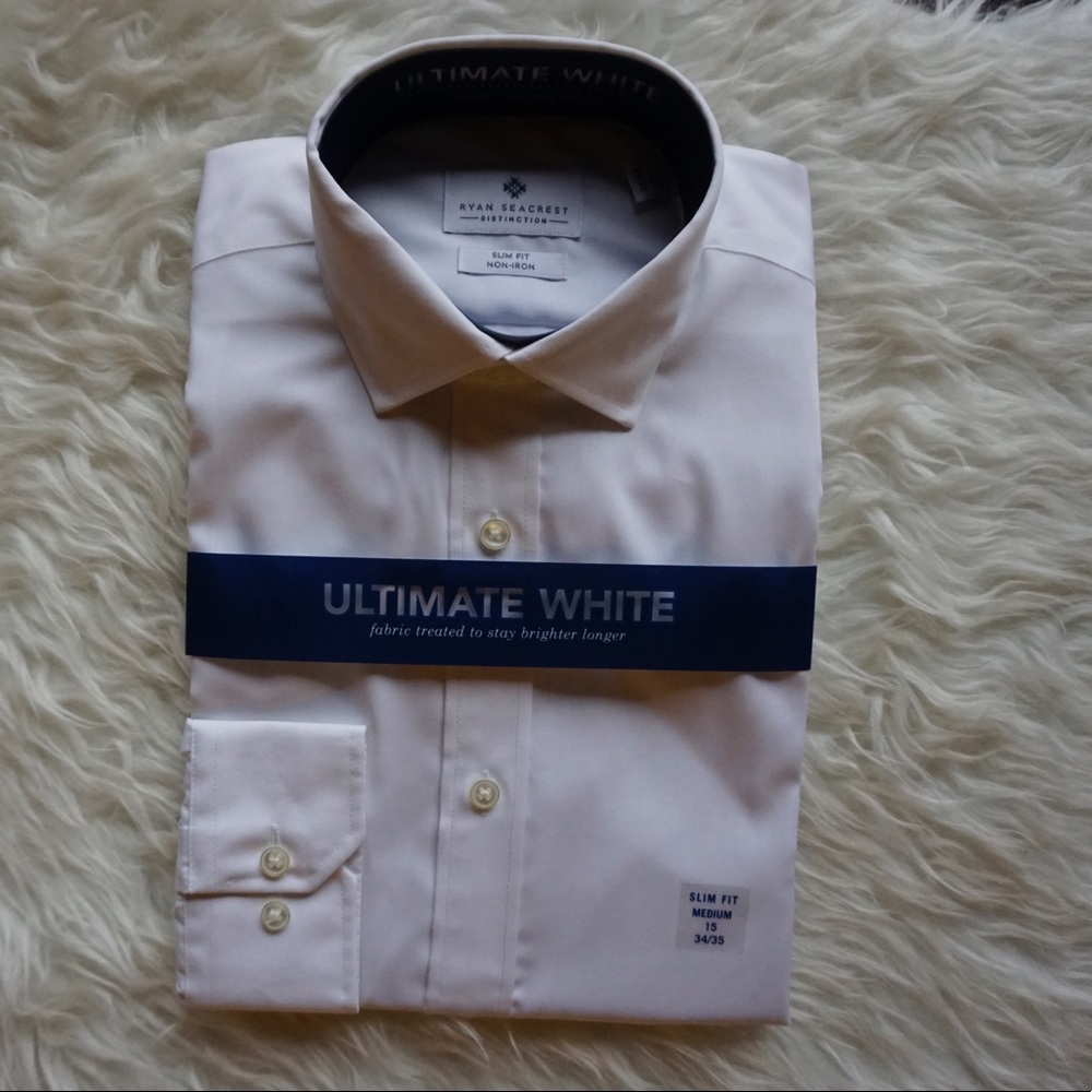 NEW Ryan Seacrest Slim Fit Non-Iron Dress Shirt